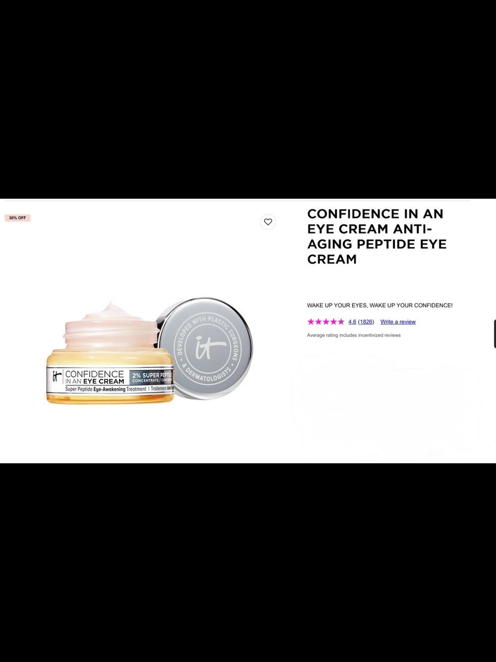 🌸B2- IT Cosmetics Confidence in an Eye Cream - Anti-Aging Peptide Eye Cream💋